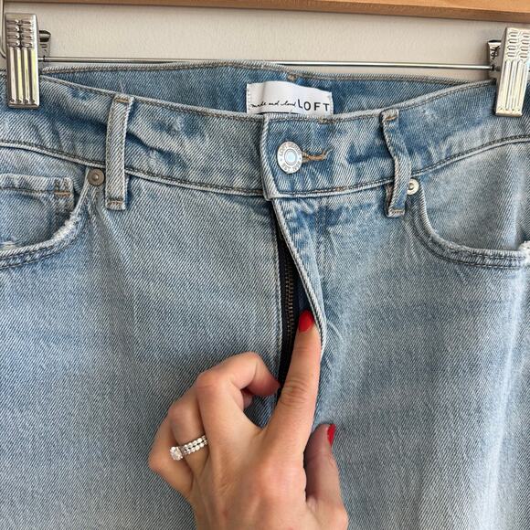 LOFT Unpicked Hem High Rise Wide Leg Jeans Light Indigo Wash 26 - Picture 7 of 11